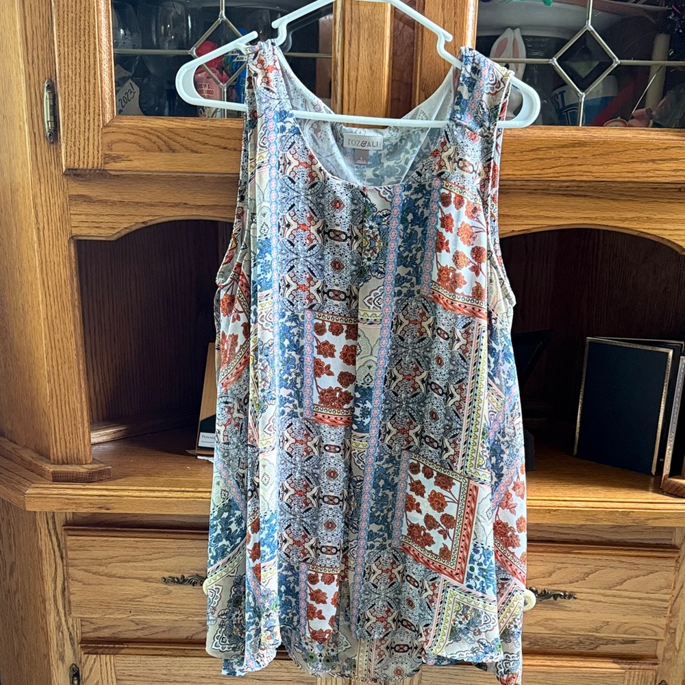 Roz & Ali  Multicolor Patchwork Tank Top large EUC